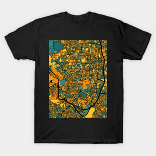 Madrid Map Pattern in Orange & Teal T-Shirt